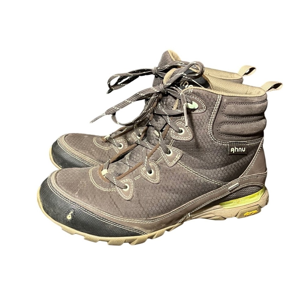 Ahnu Sugarpine Hiking Boots Womens 10 Brown Leather Waterproof Vibram AF2422MIC